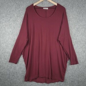 Byrn Walker Shirt‎ Womens L Burgundy Rachelle Tunic Oversized Dolman Sleeves USA